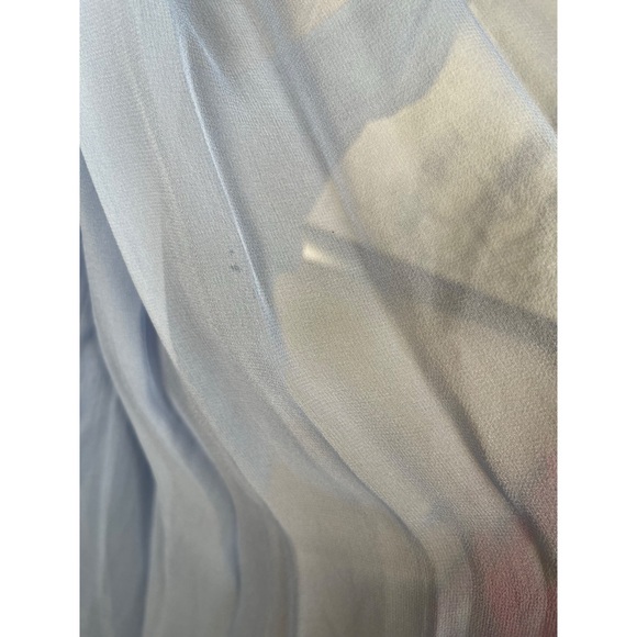 HELSA Sabine Silk Cape Overlay Chiffon Sheer Hydrangea Blue Midi Dress Size S - Picture 12 of 15